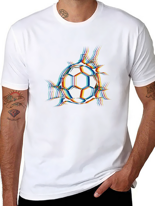 Camiseta Negra con Diseño de Balón de Fútbol Abstracto