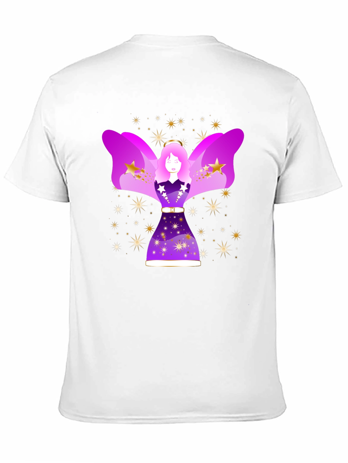 Camiseta Negra con Diseño de Ángel Estelar