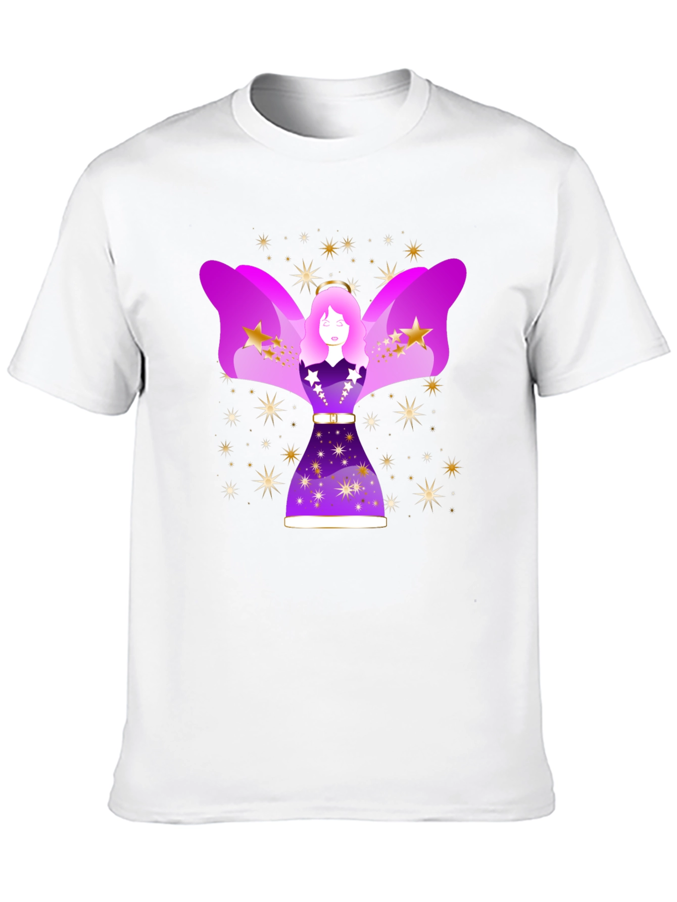 Camiseta Negra con Diseño de Ángel Estelar