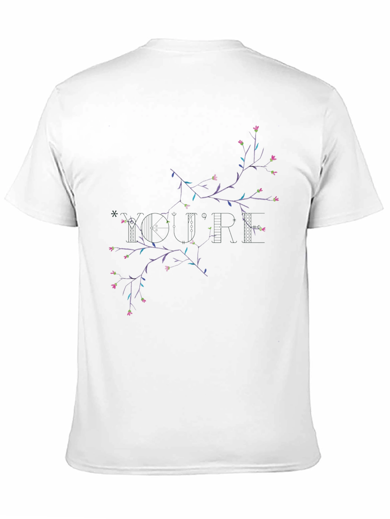 Camiseta Negra Estampada con Ramas Florales