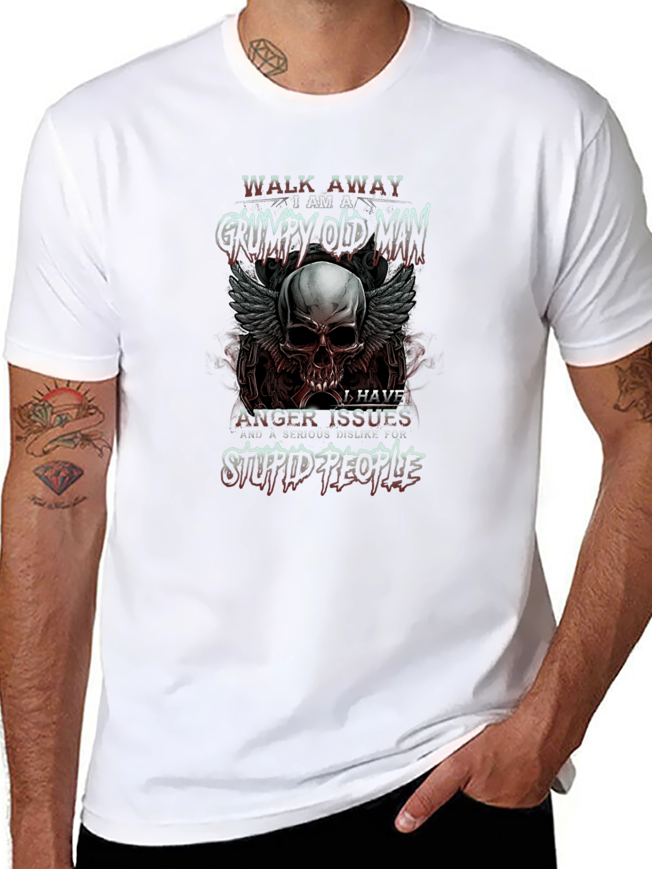 Camiseta Hombre Grumpy Old Man con Calavera