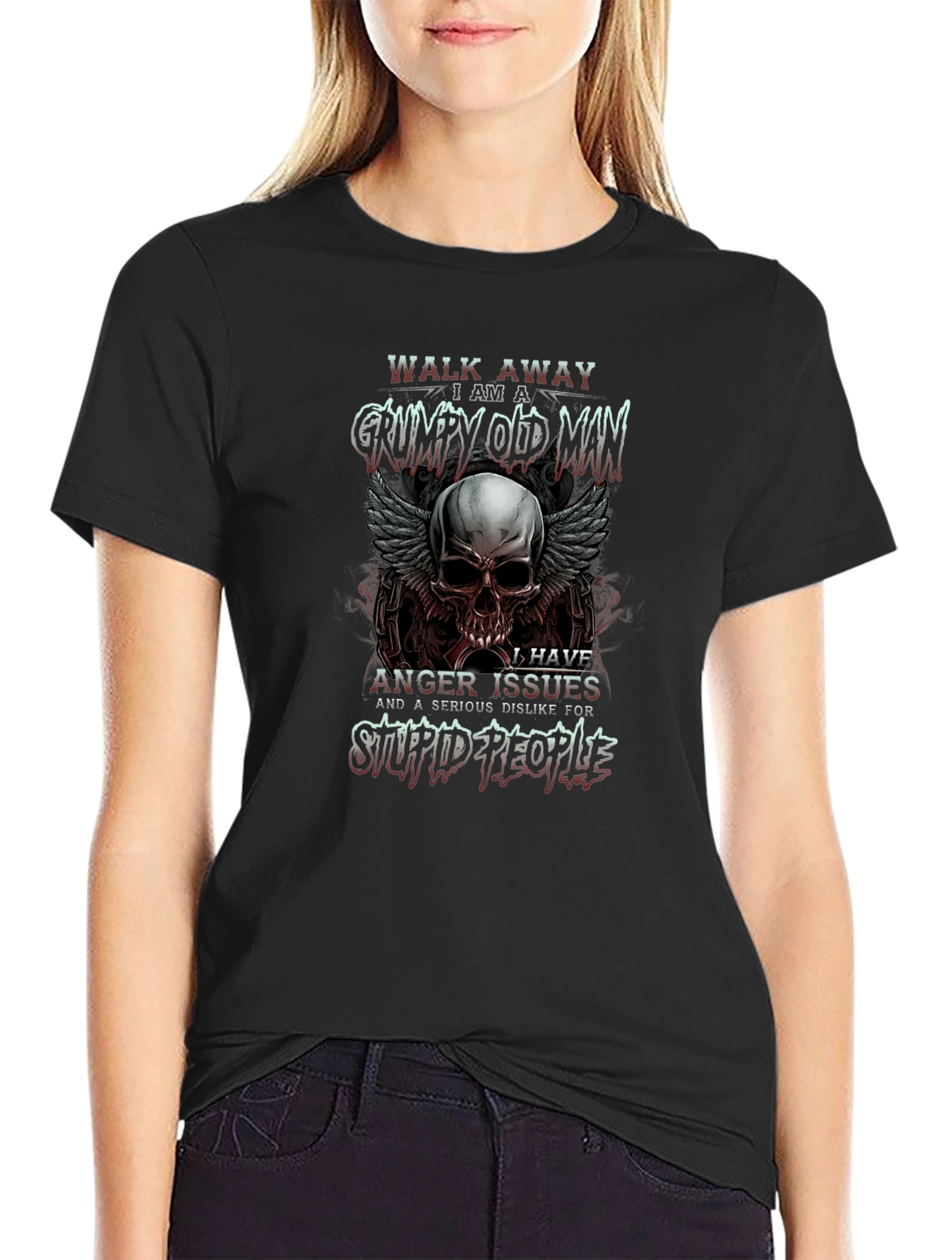 Camiseta Hombre Grumpy Old Man con Calavera