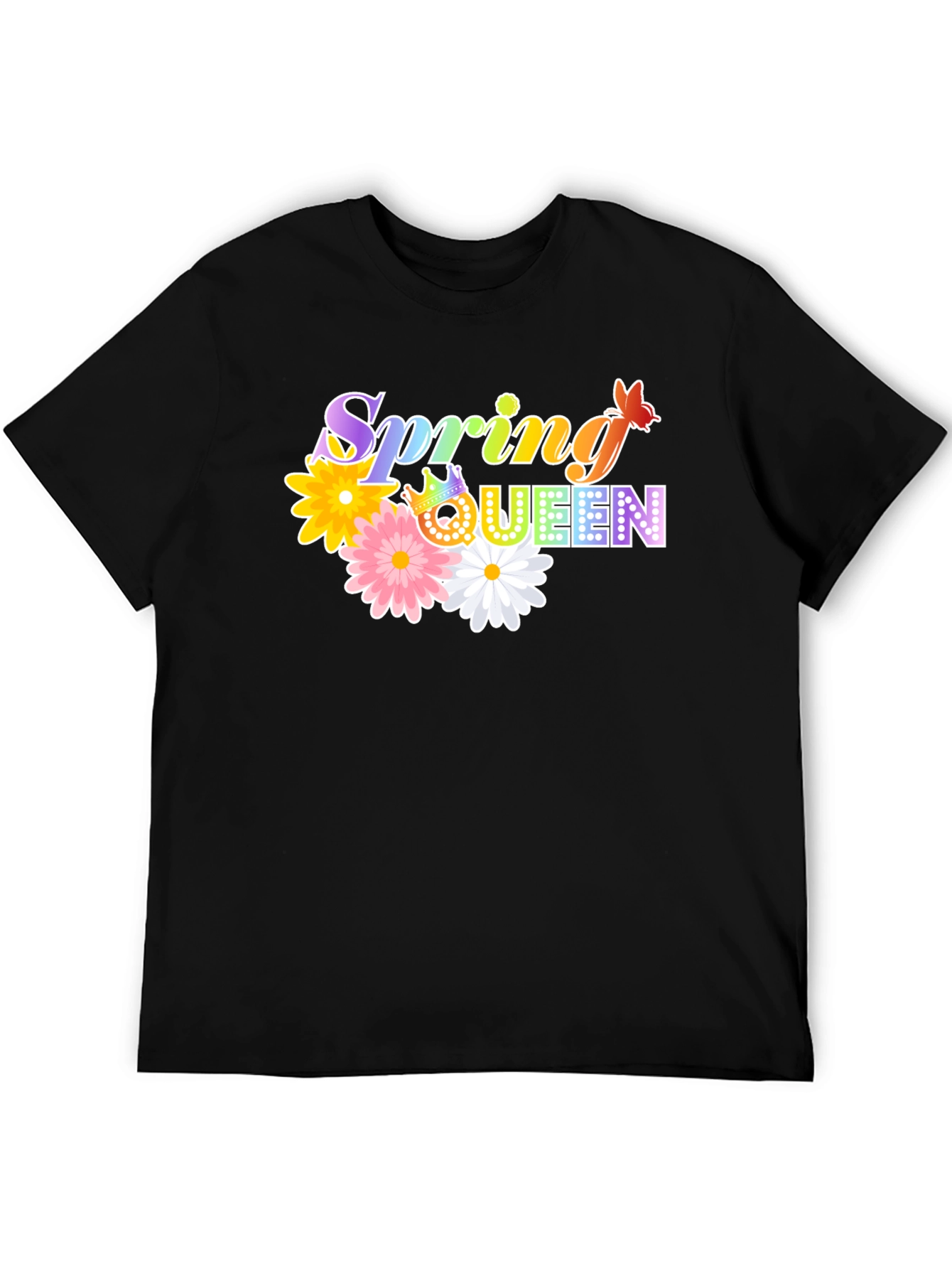 Camiseta Negra Spring Queen con Flores