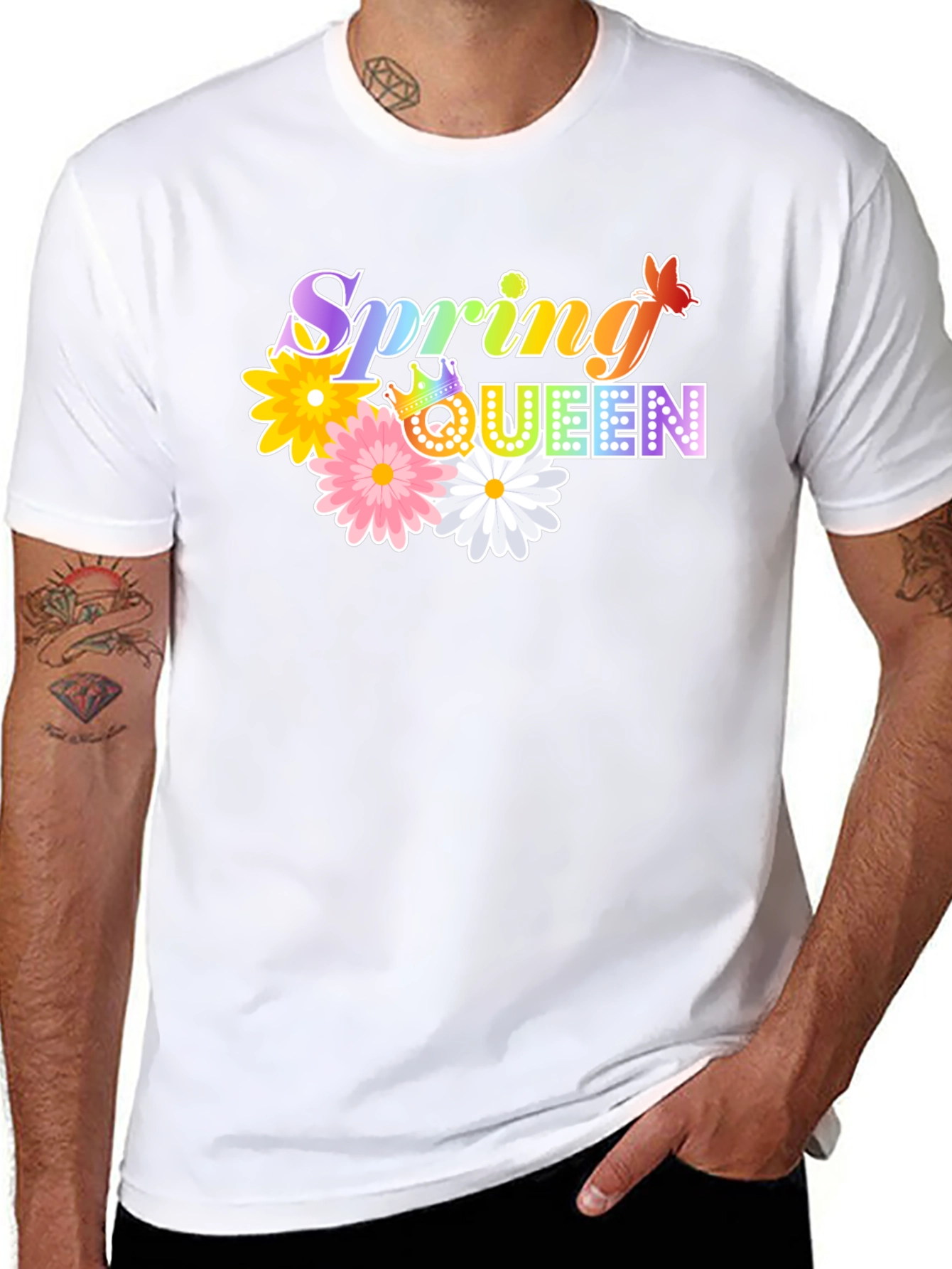 Camiseta Negra Spring Queen con Flores