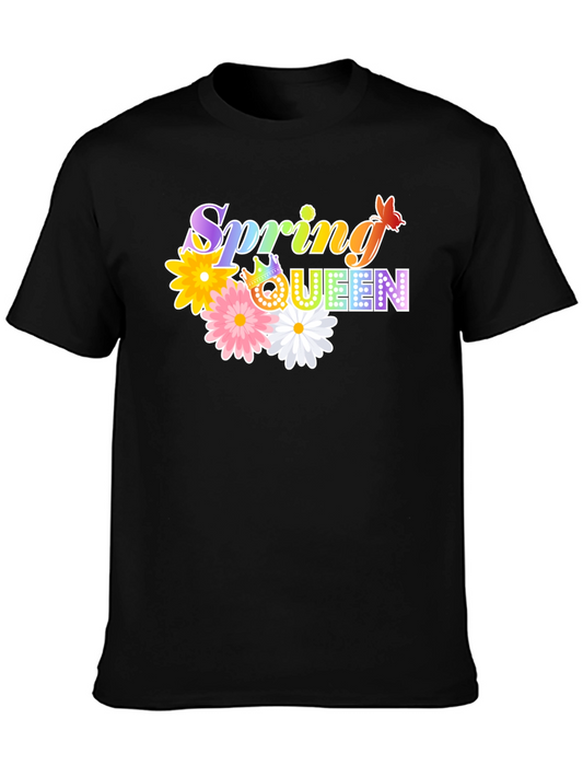 Camiseta Negra Spring Queen con Flores
