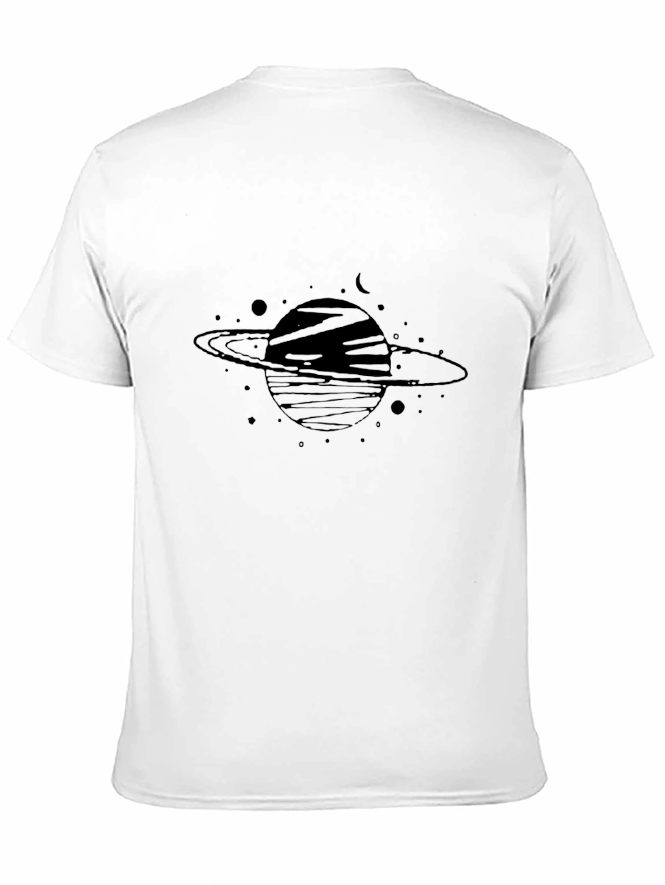 Camiseta Negra con Diseño de Planeta Saturno