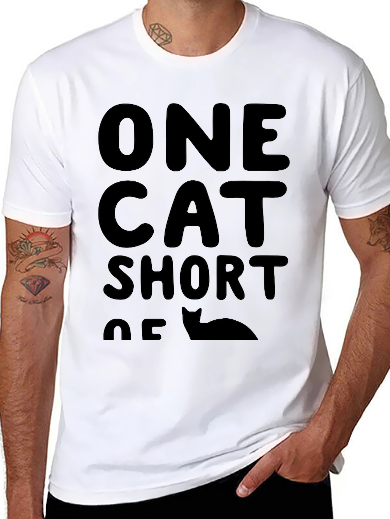 Camiseta Negra: One Cat Short Of
