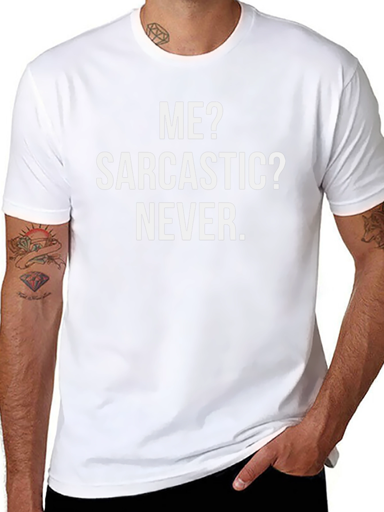 Camiseta Negra con Frase Divertida: ¿Yo? ¿Sarcástico? ¡Nunca!