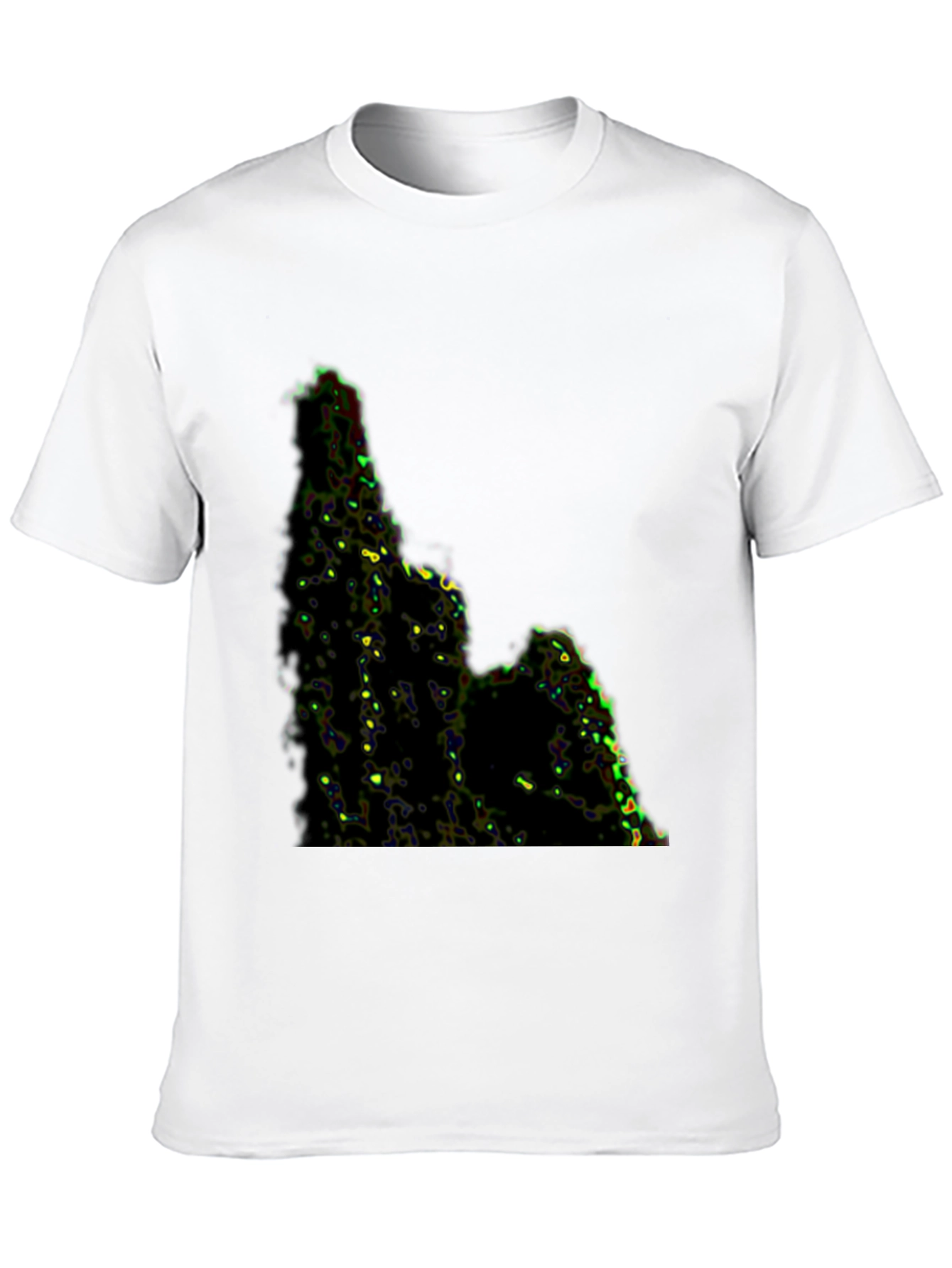 Camiseta Negra con Diseño Abstracto Montañoso