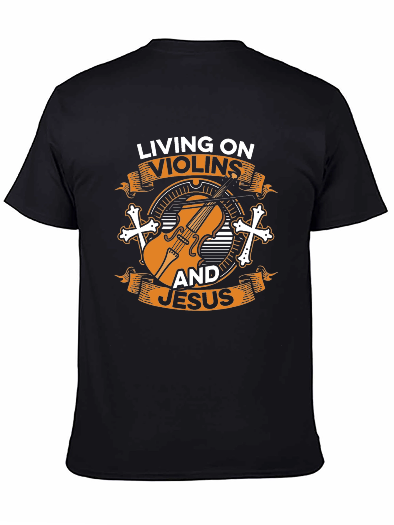 Camiseta Negra: Violines y Jesús