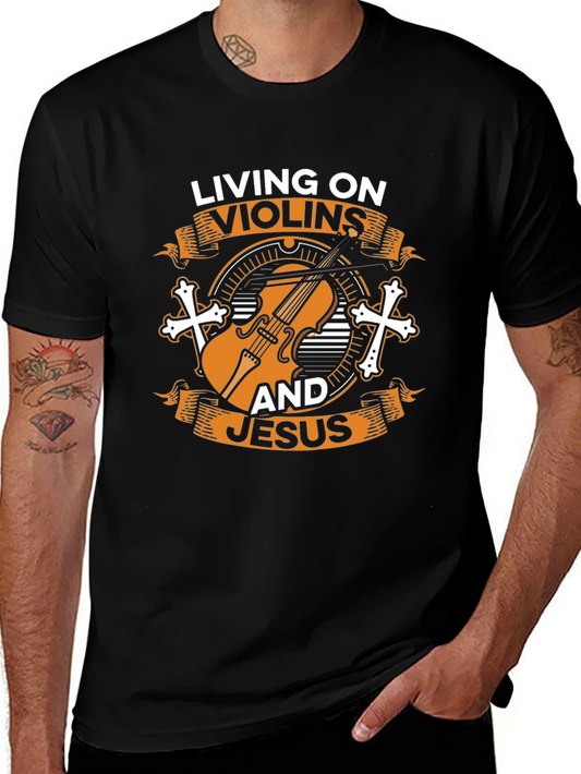 Camiseta Negra: Violines y Jesús