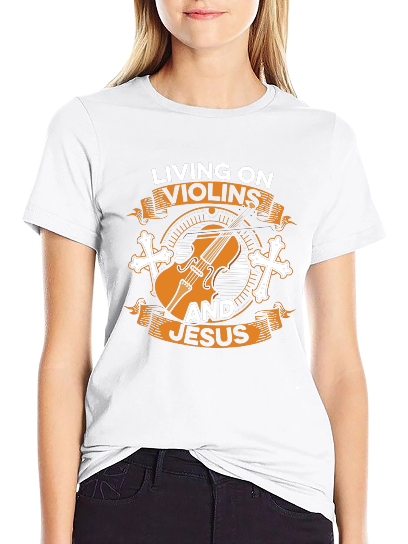 Camiseta Negra: Violines y Jesús