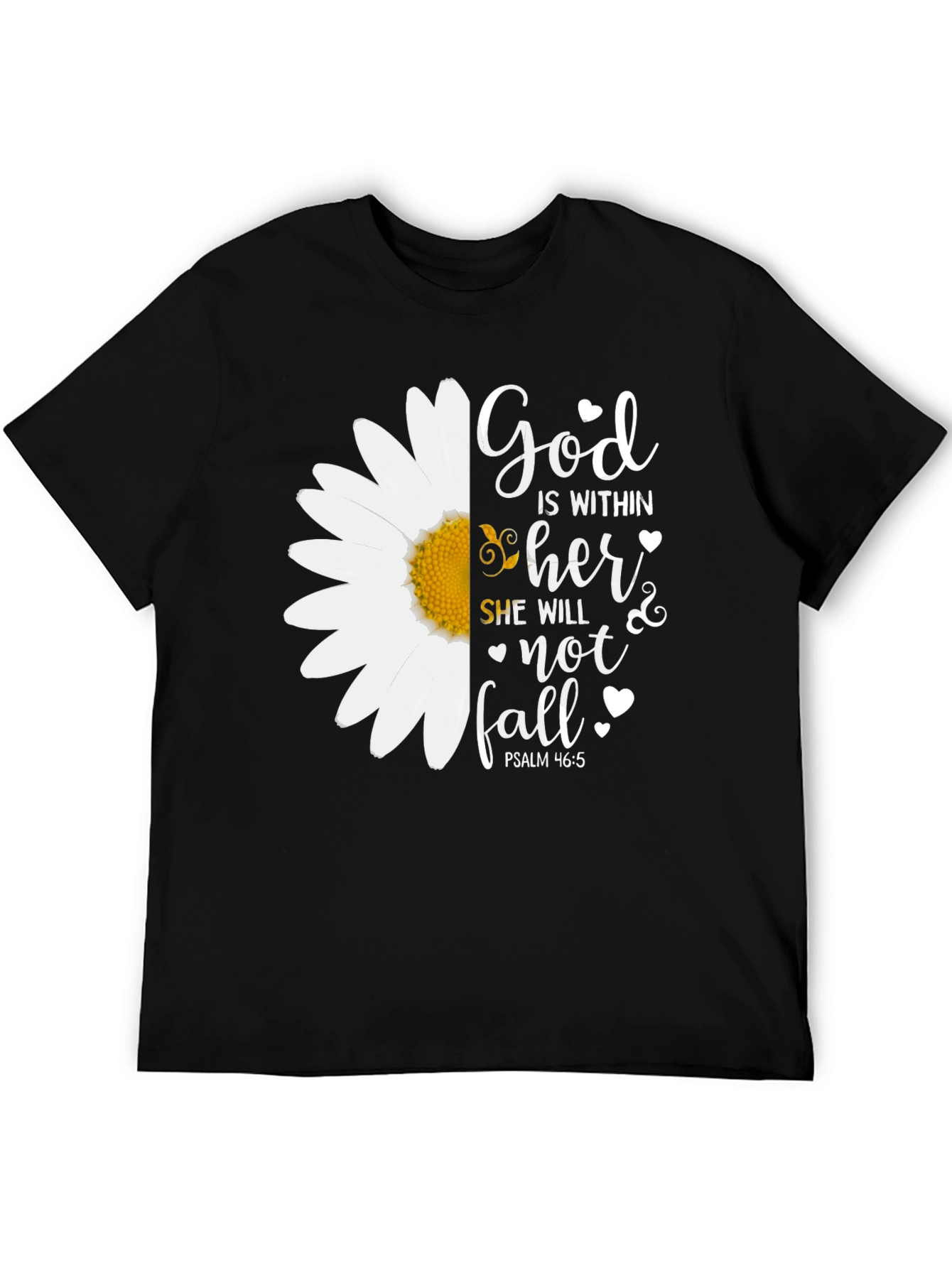 Camiseta Negra con Diseño Floral Inspirador