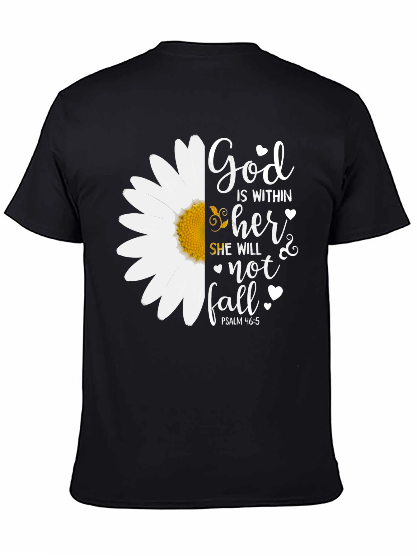 Camiseta Negra con Diseño Floral Inspirador