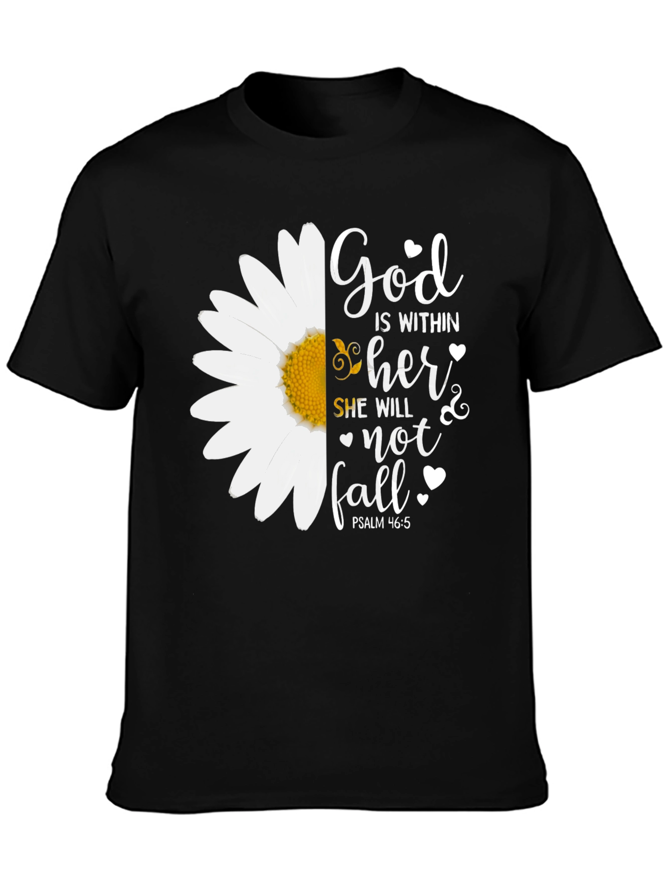 Camiseta Negra con Diseño Floral Inspirador