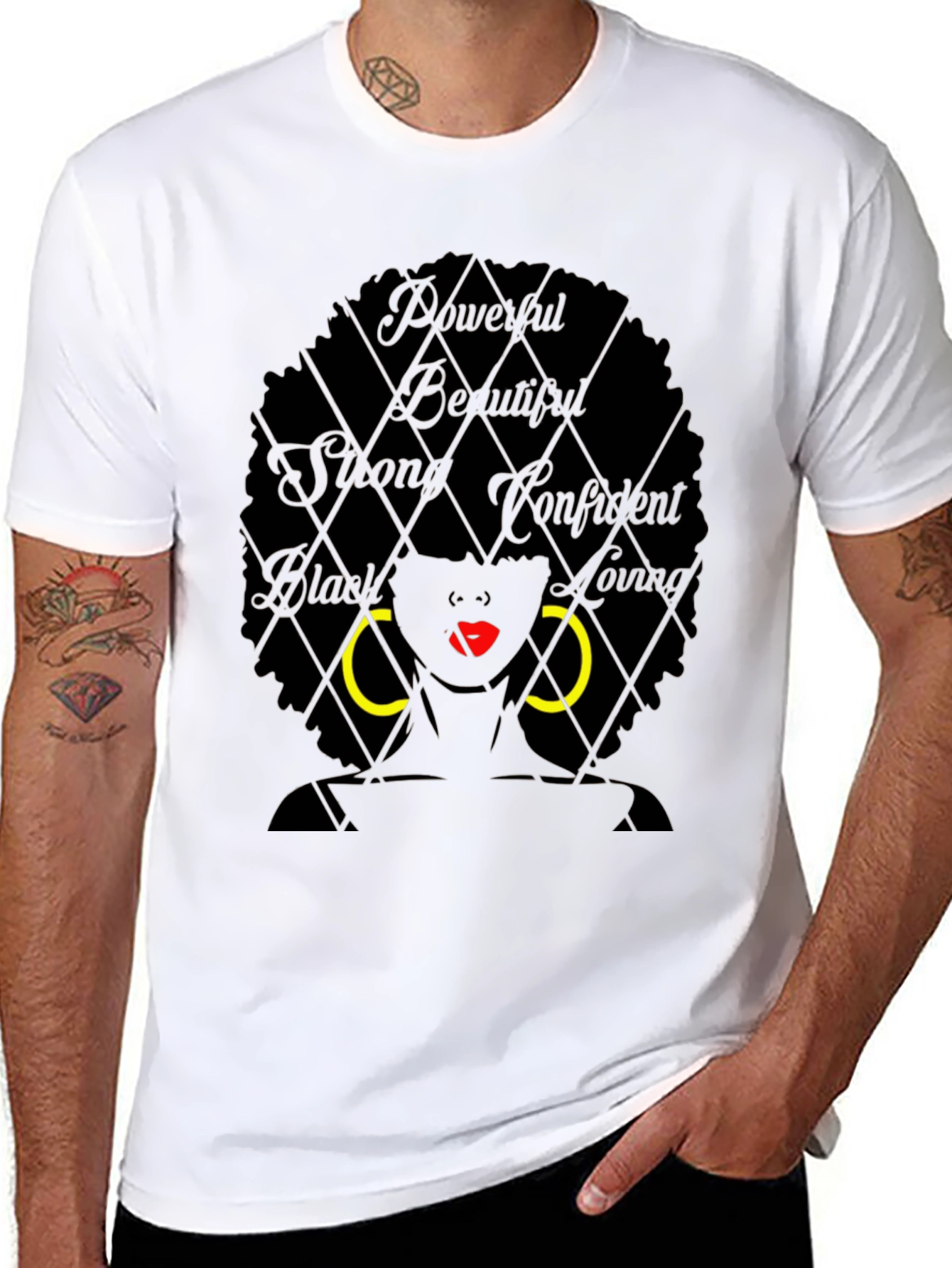 Camiseta Negra con Diseño de Mujer Afro