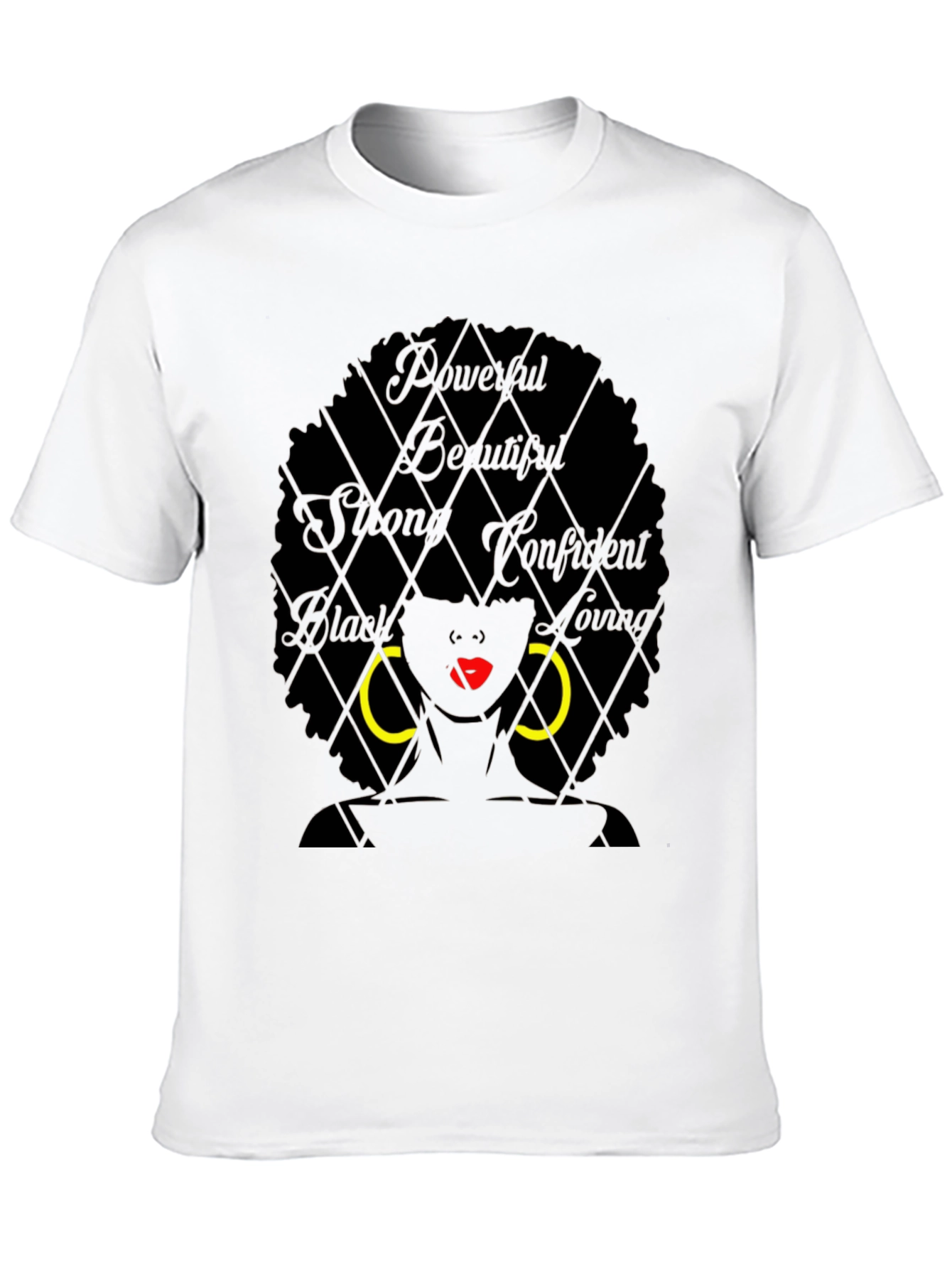 Camiseta Negra con Diseño de Mujer Afro