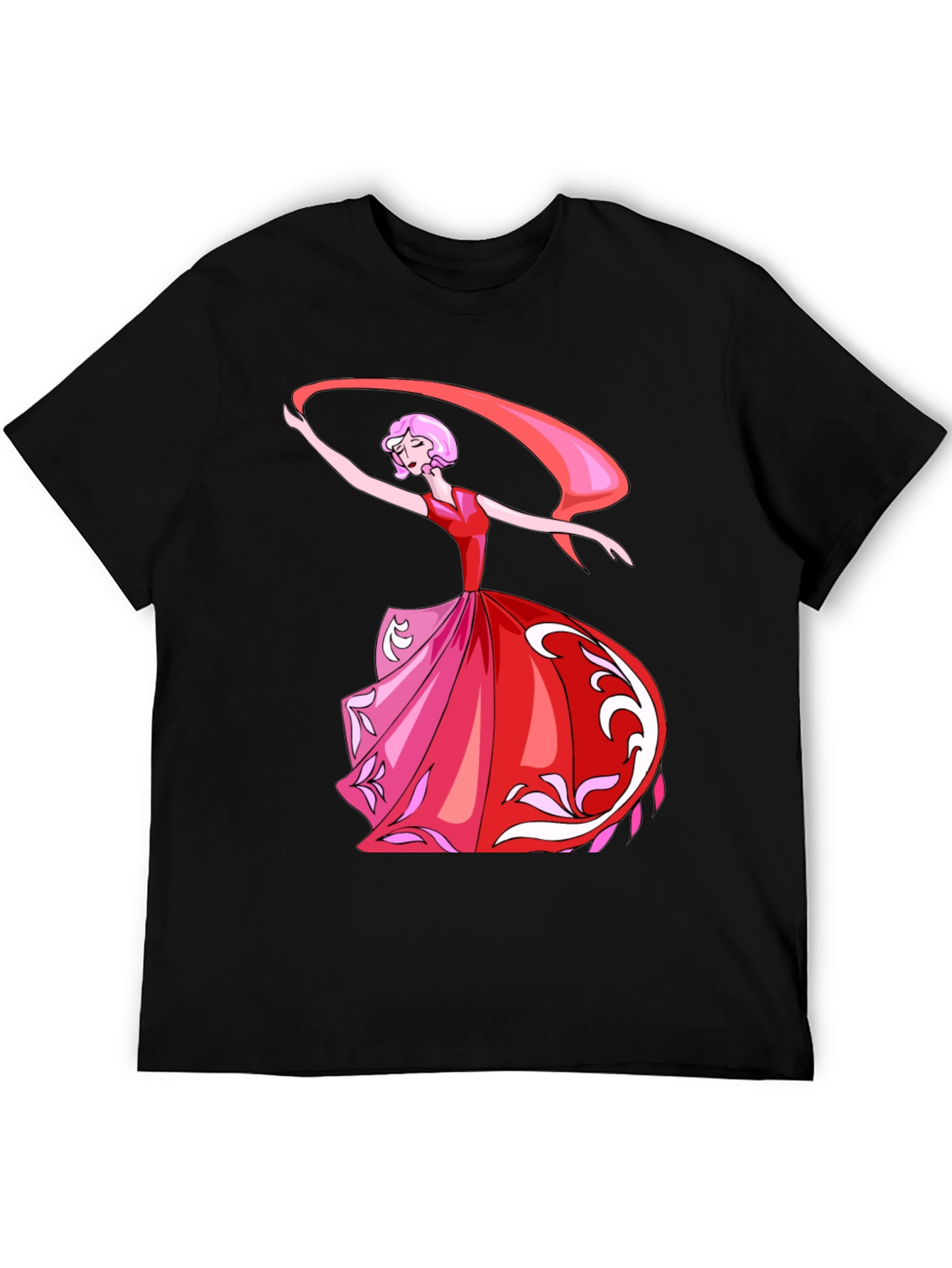 Camiseta Negra con Diseño de Bailarina Animada