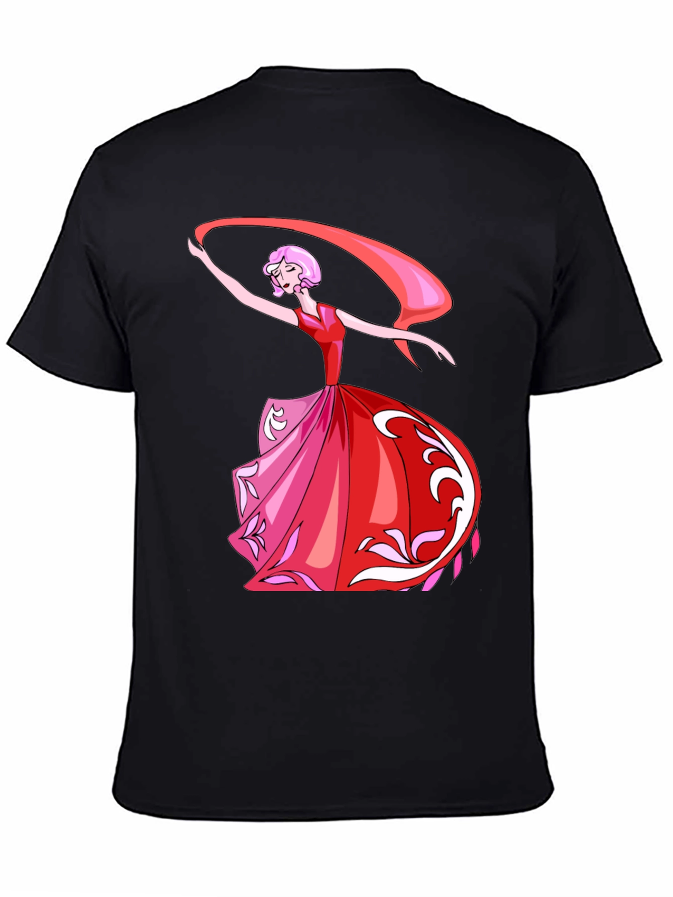 Camiseta Negra con Diseño de Bailarina Animada