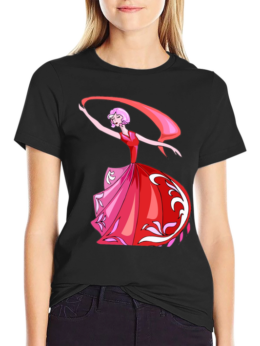 Camiseta Negra con Diseño de Bailarina Animada