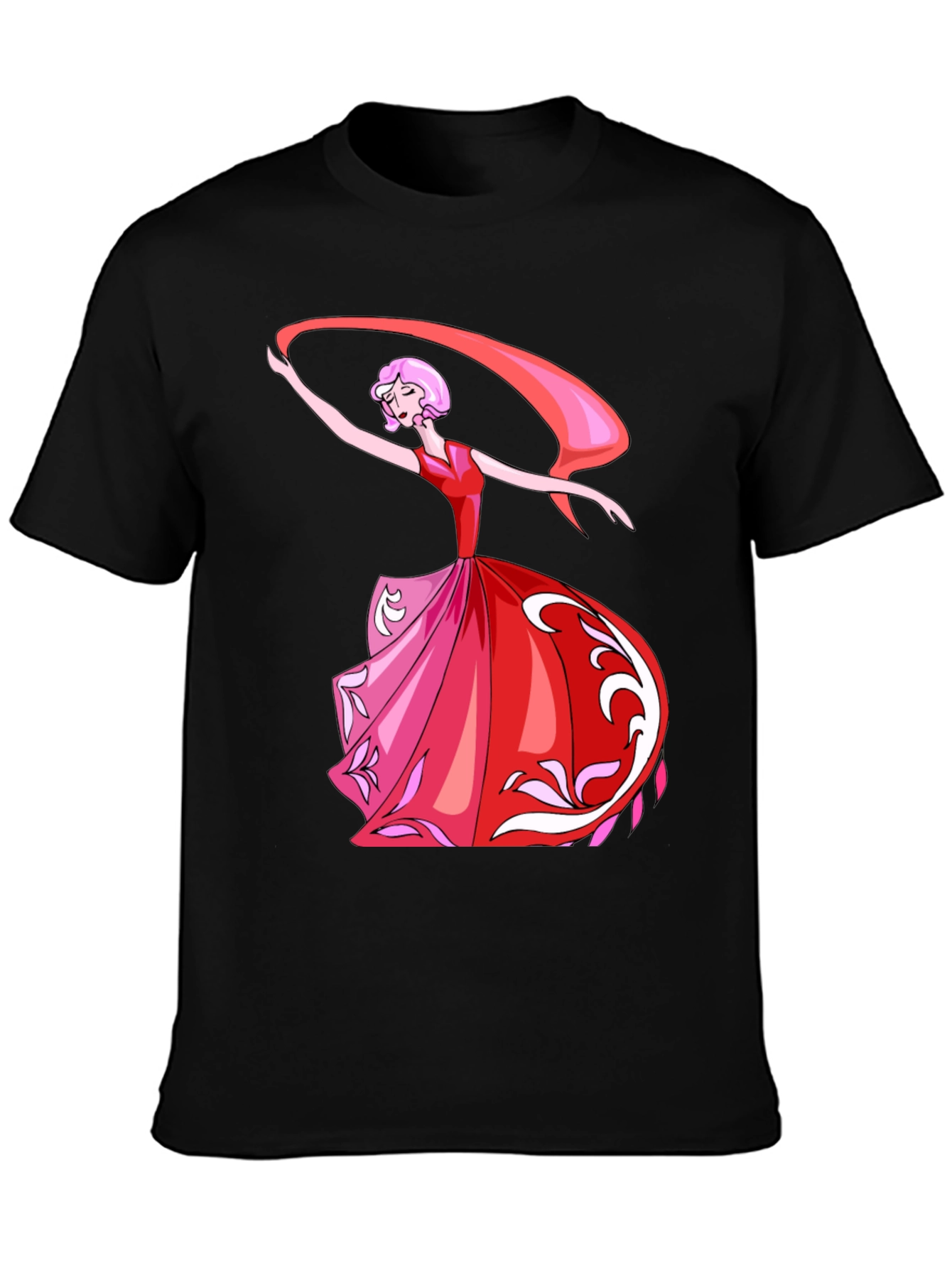 Camiseta Negra con Diseño de Bailarina Animada