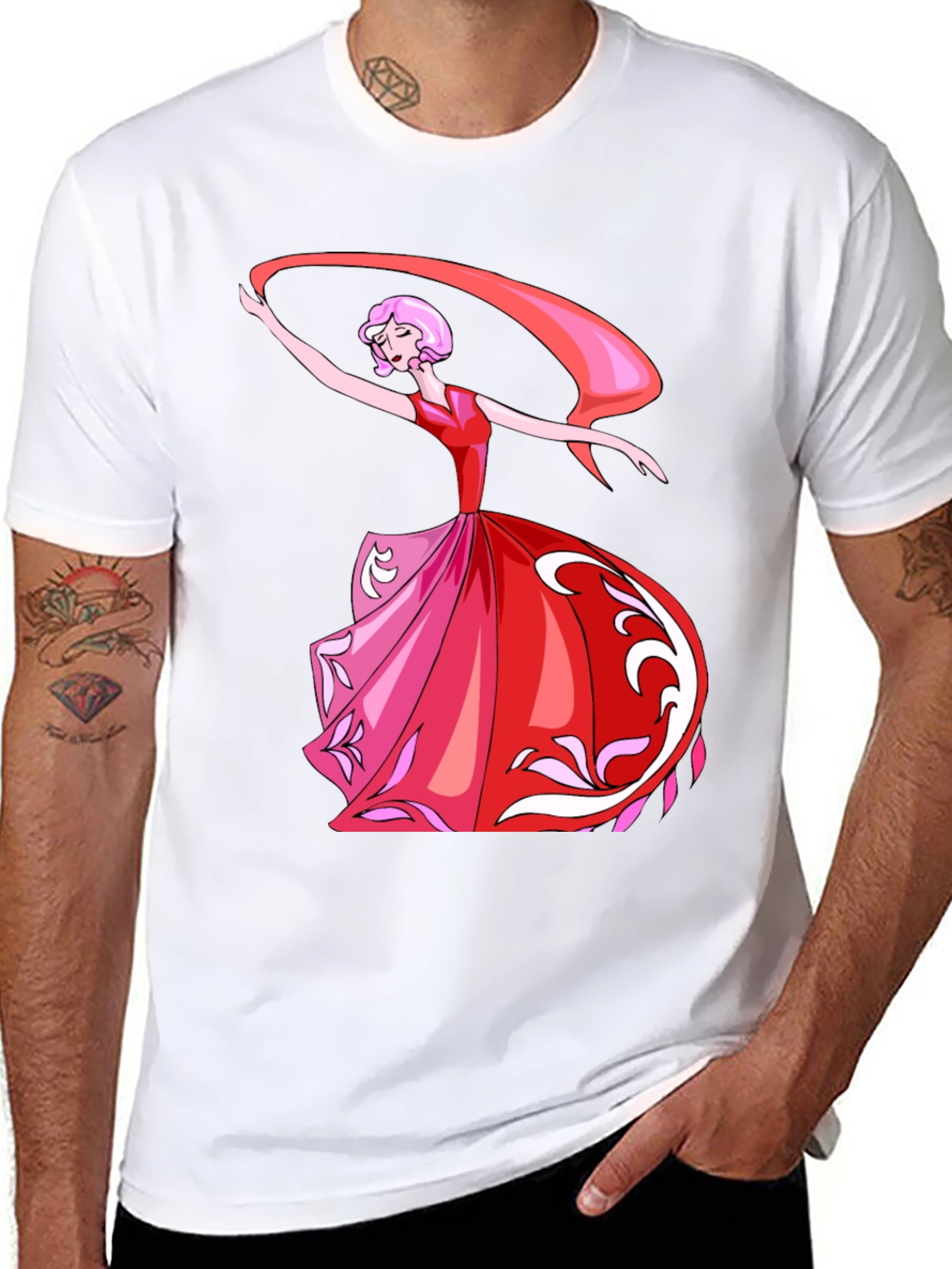 Camiseta Negra con Diseño de Bailarina Animada