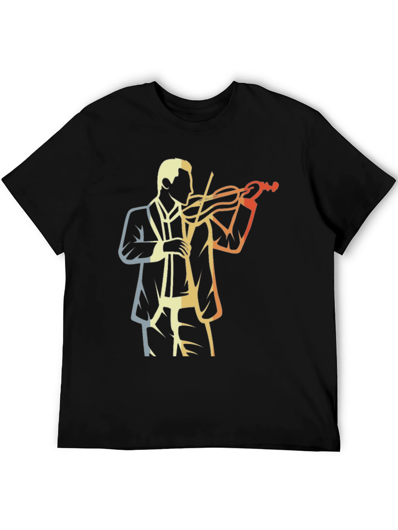 Camiseta Negra con Diseño de Violinista Retro