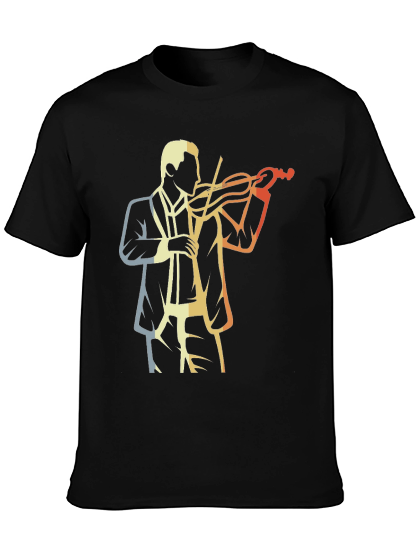 Camiseta Negra con Diseño de Violinista Retro