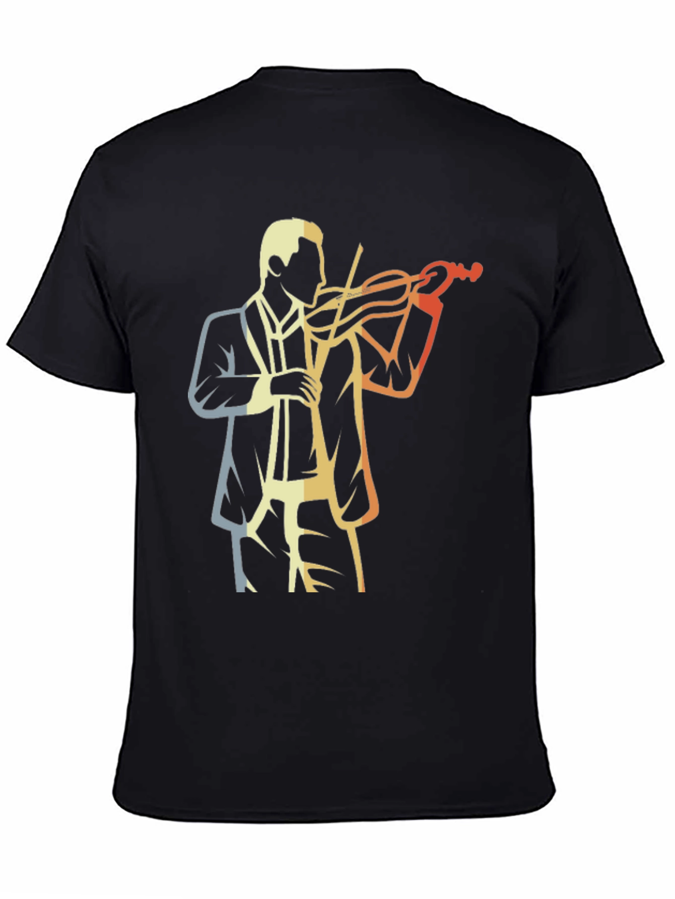 Camiseta Negra con Diseño de Violinista Retro