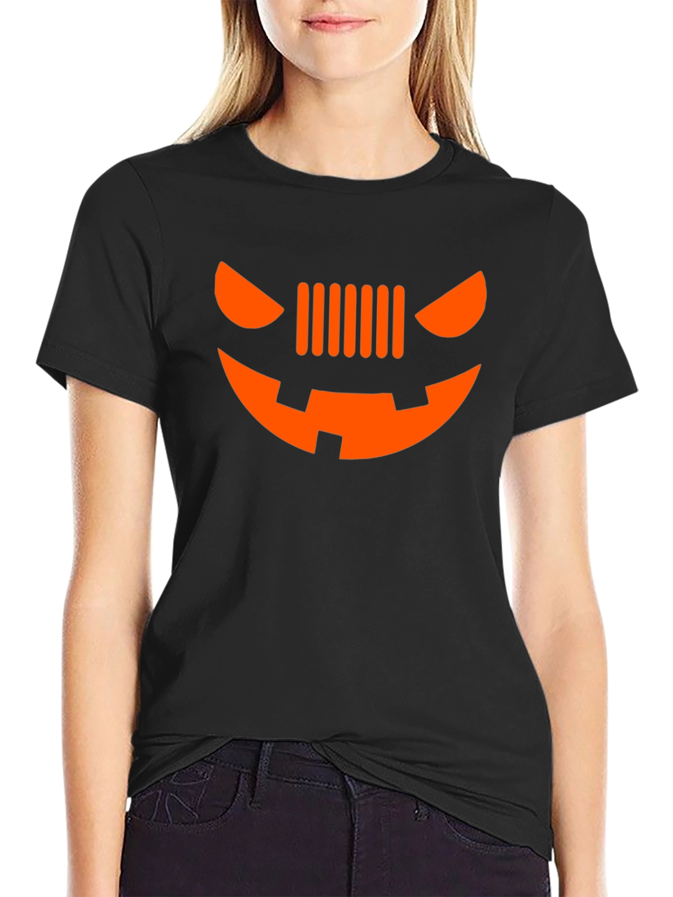 Camiseta Halloween Cara Calabaza Coche