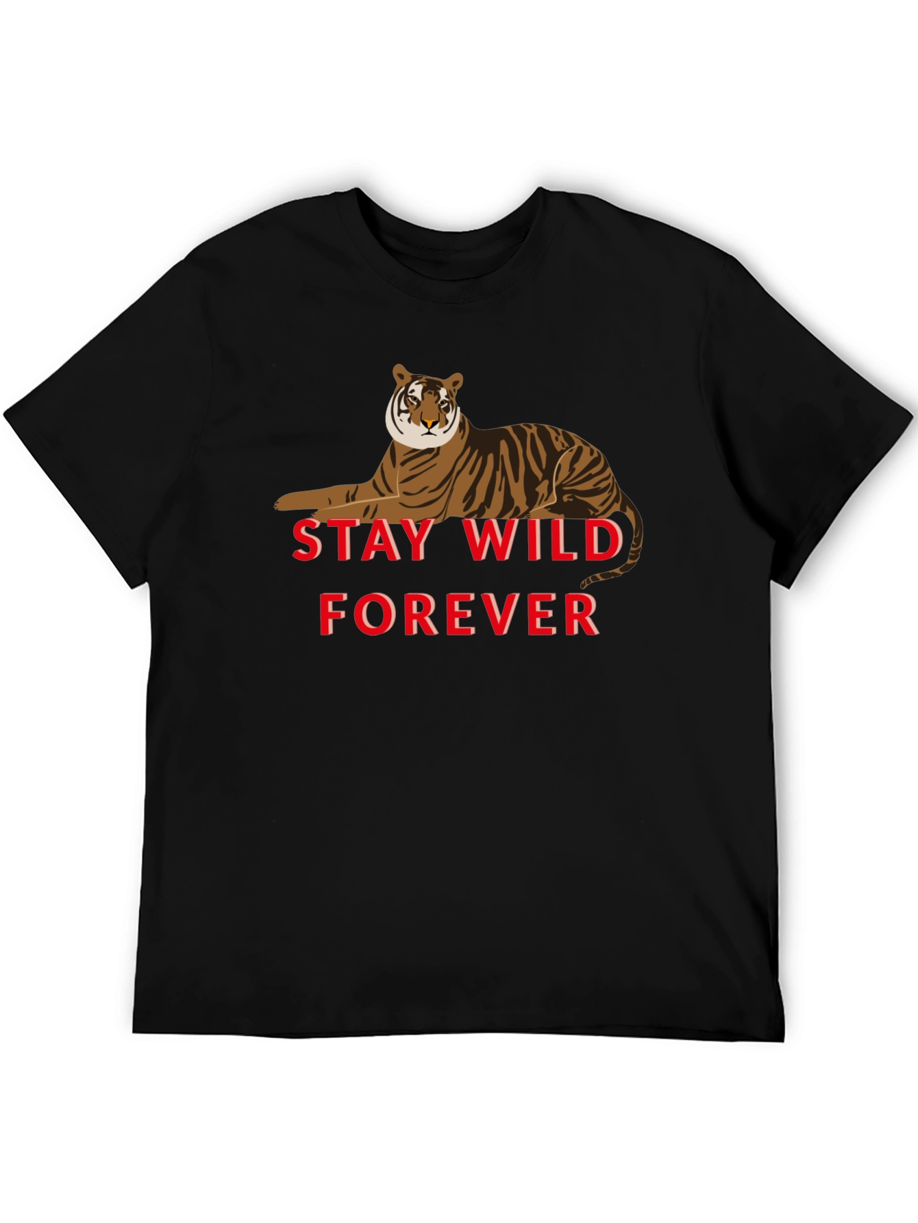 Camiseta Negra Stay Wild Forever con Tigre