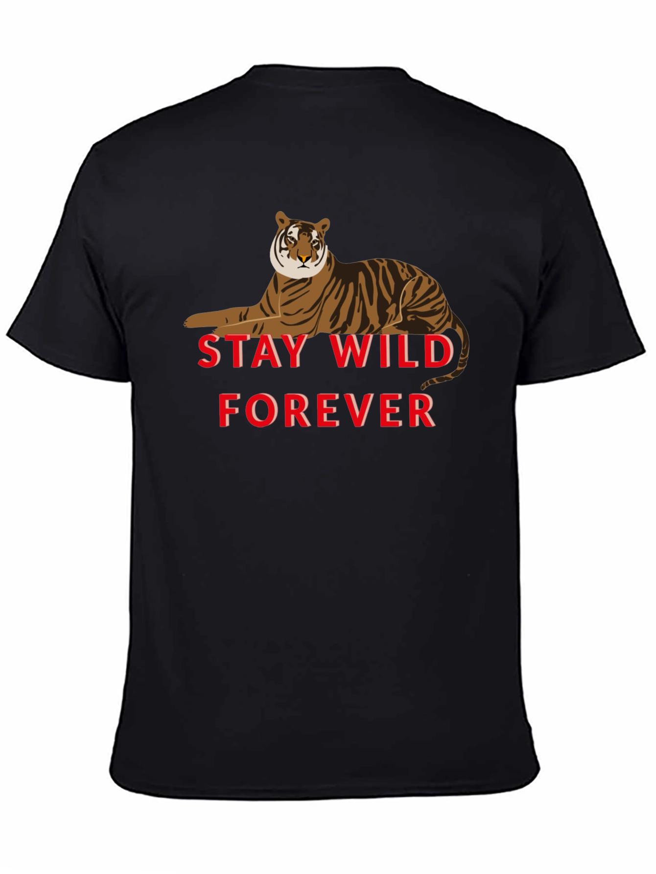 Camiseta Negra Stay Wild Forever con Tigre