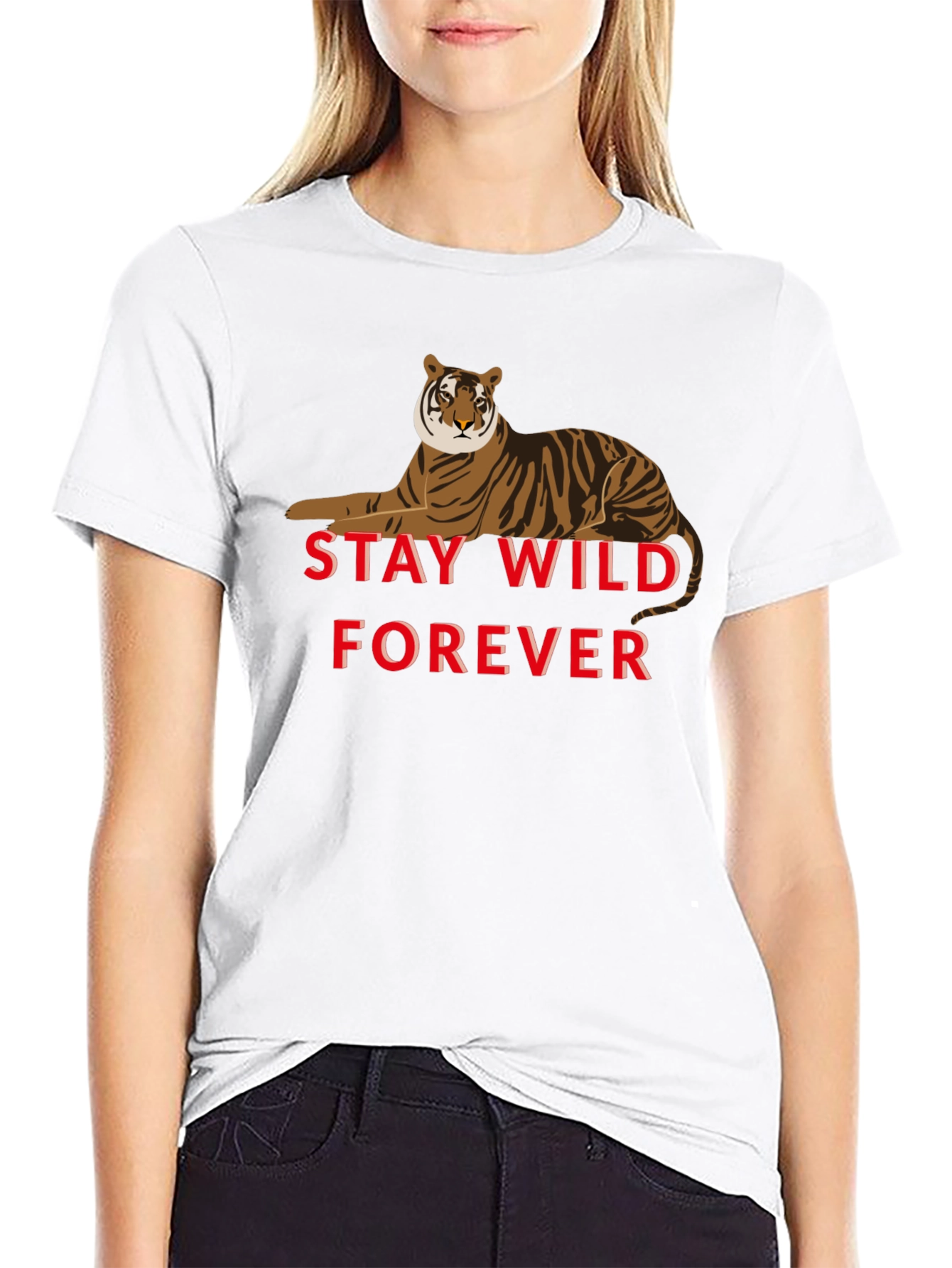 Camiseta Negra Stay Wild Forever con Tigre