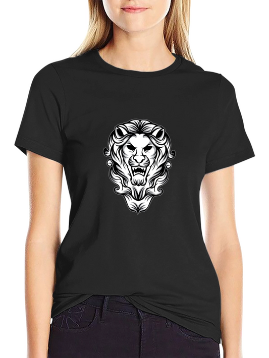 Camiseta Negra Hombre Diseño León