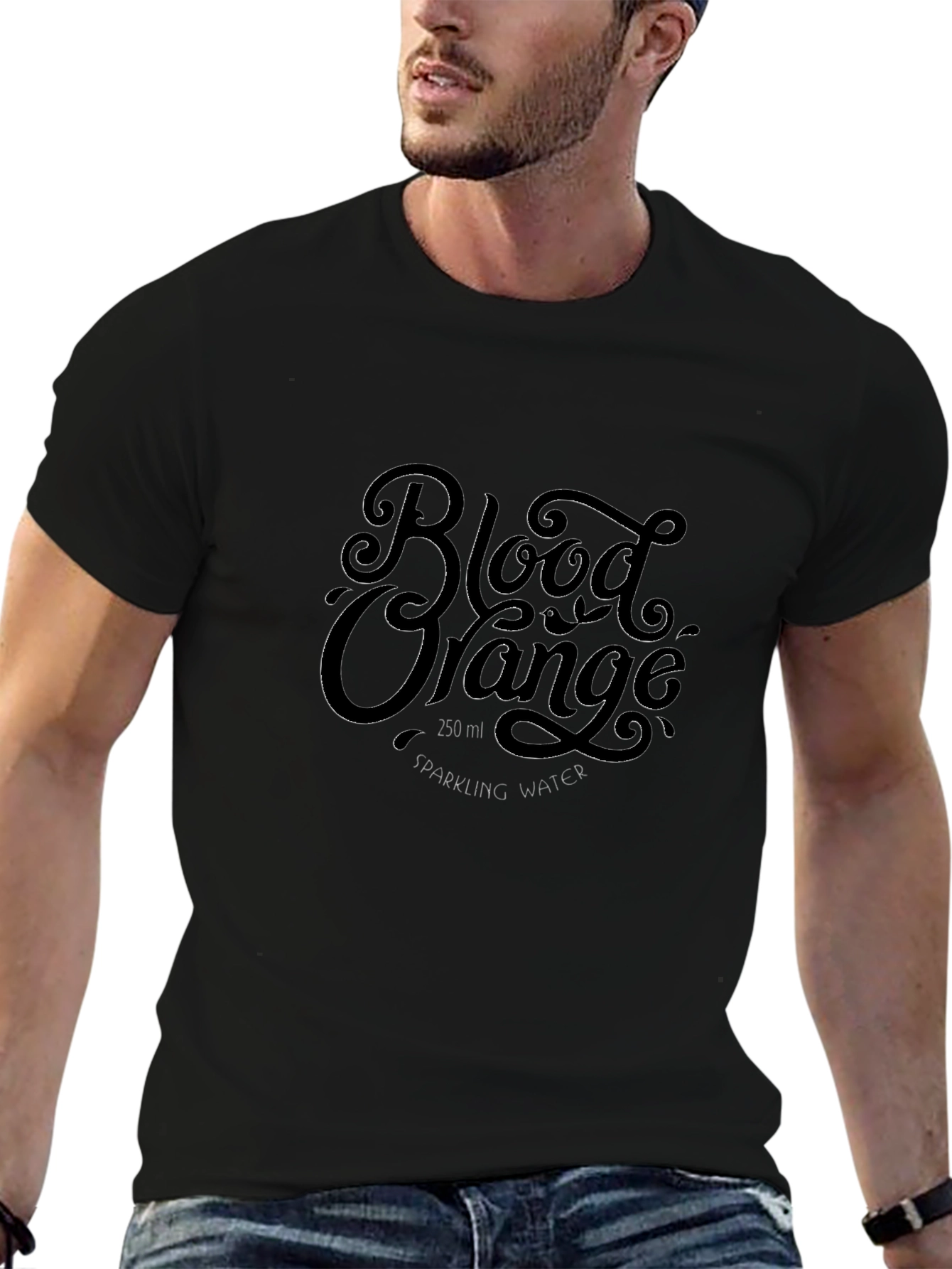 Camiseta Negra Estampada Blood Orange para Hombre