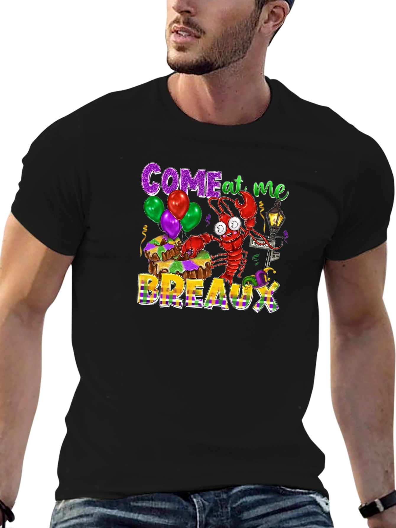 Camiseta Negra Come at me Breaux Mardi Gras
