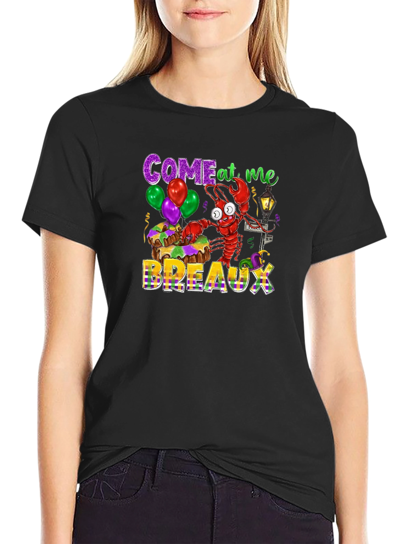 Camiseta Negra Come at me Breaux Mardi Gras