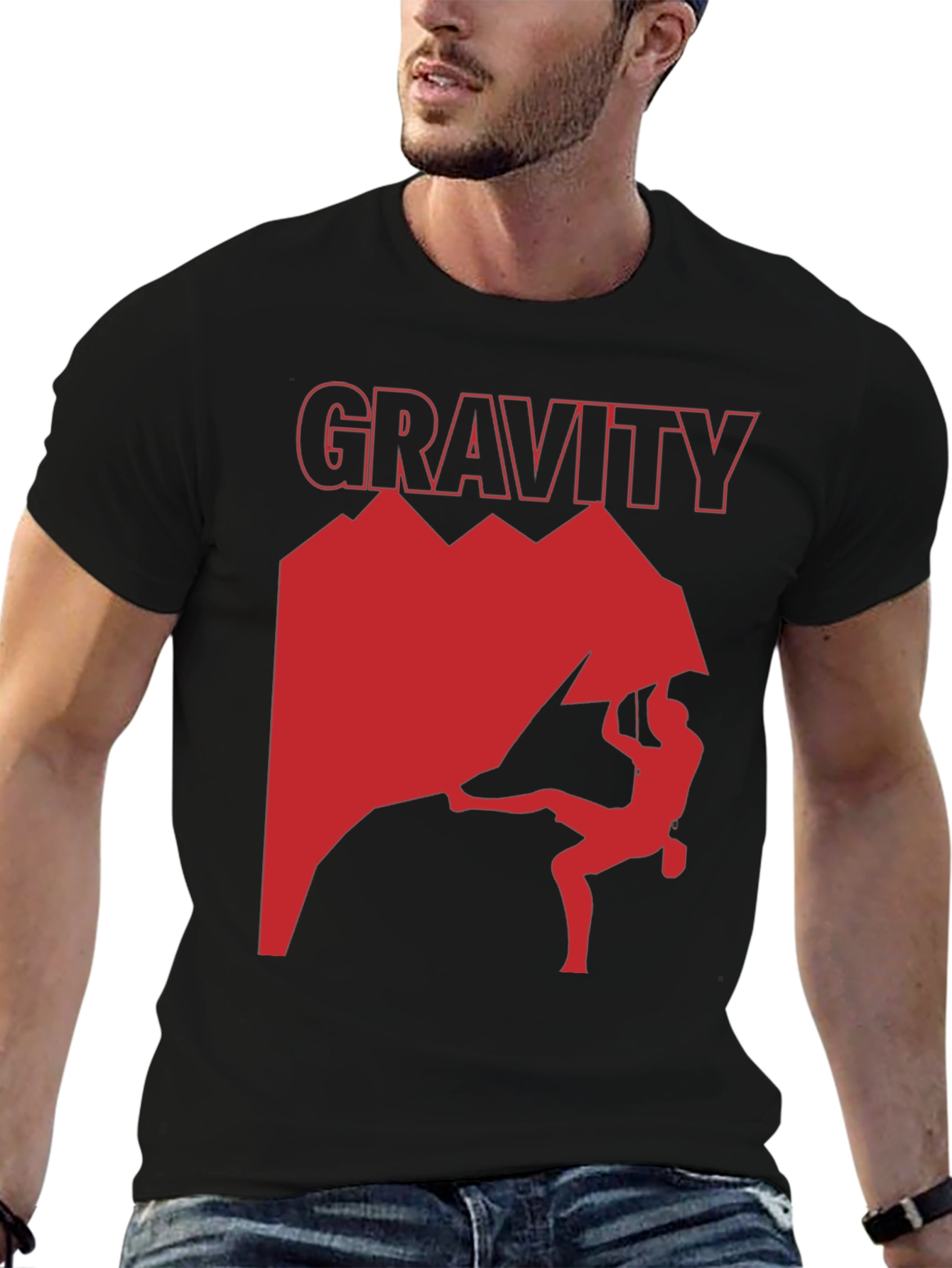 Camiseta Negra Gravity Escalada en Roca para Hombre