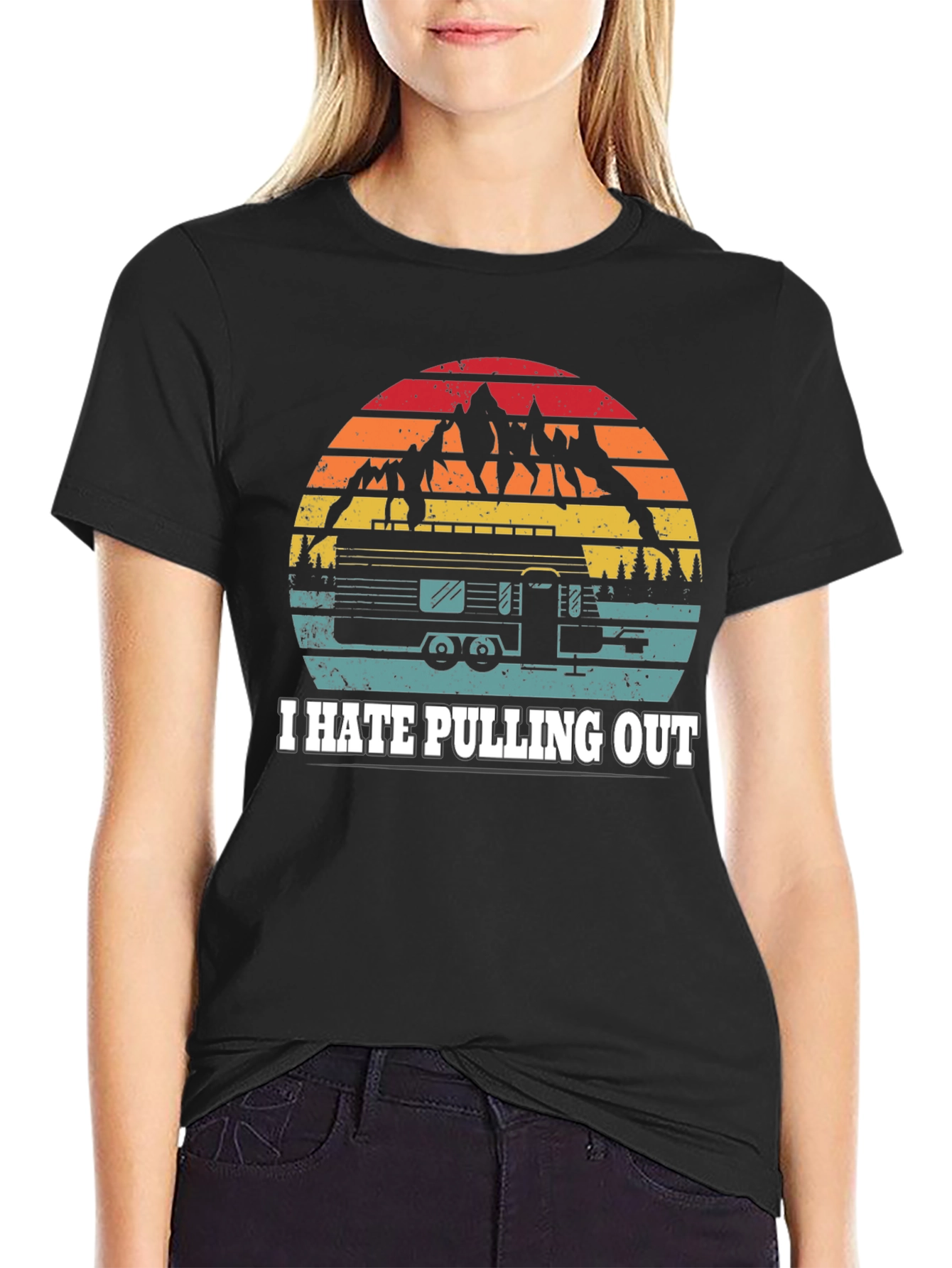Camiseta Negra I Hate Pulling Out Camping