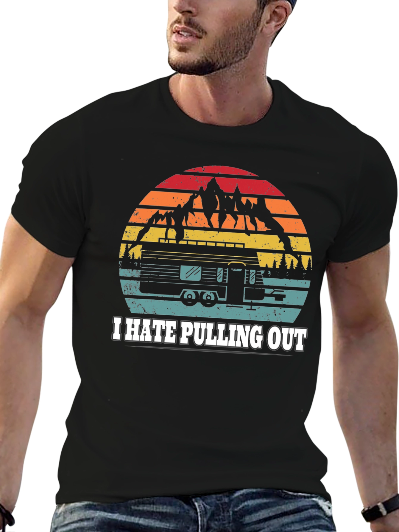 Camiseta Negra I Hate Pulling Out Camping