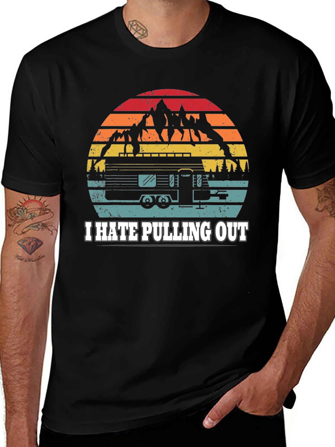 Camiseta Negra I Hate Pulling Out Camping
