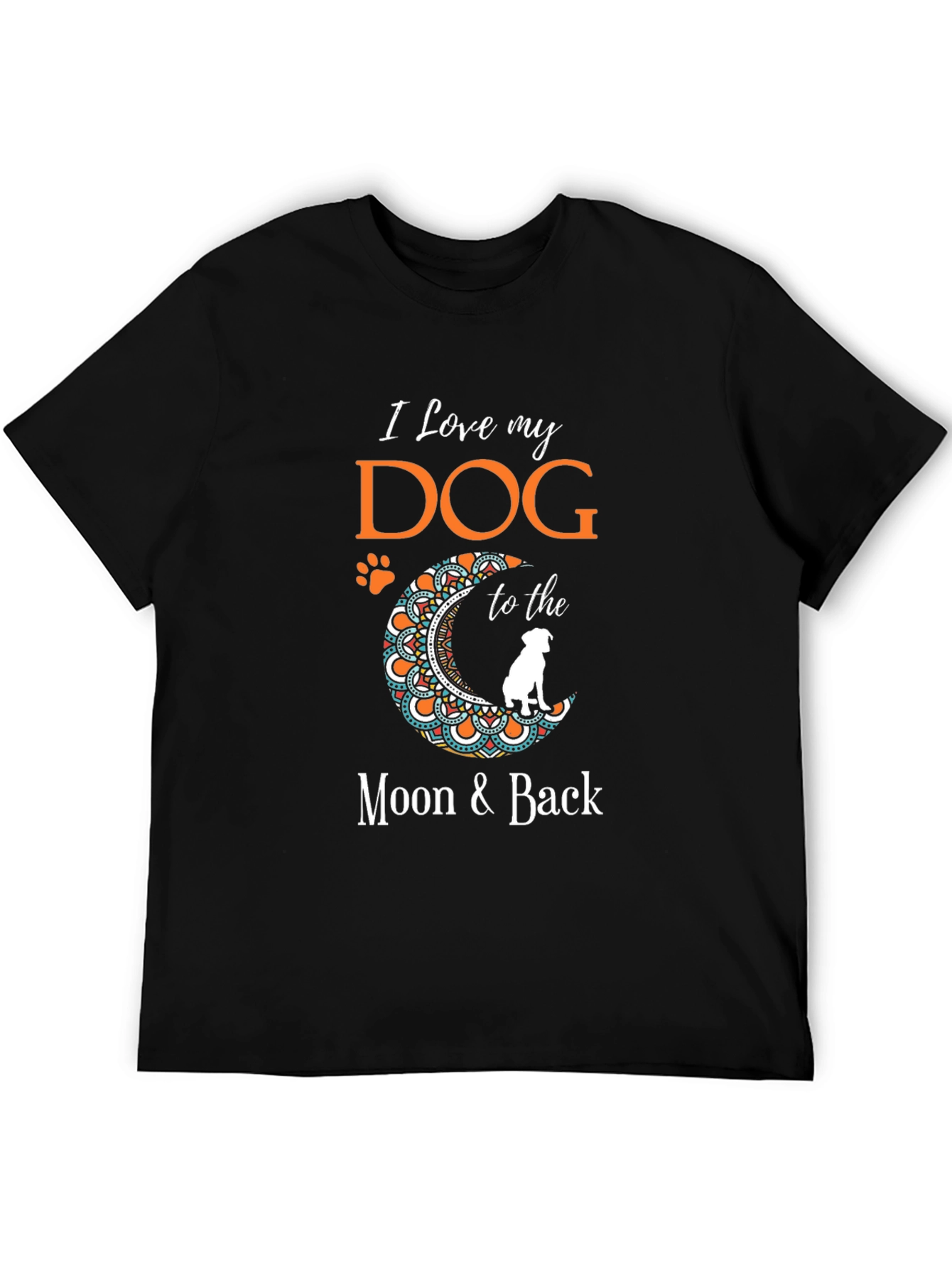 Camiseta Negra Amo a Mi Perro Hasta la Luna