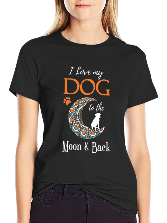 Camiseta Negra Amo a Mi Perro Hasta la Luna