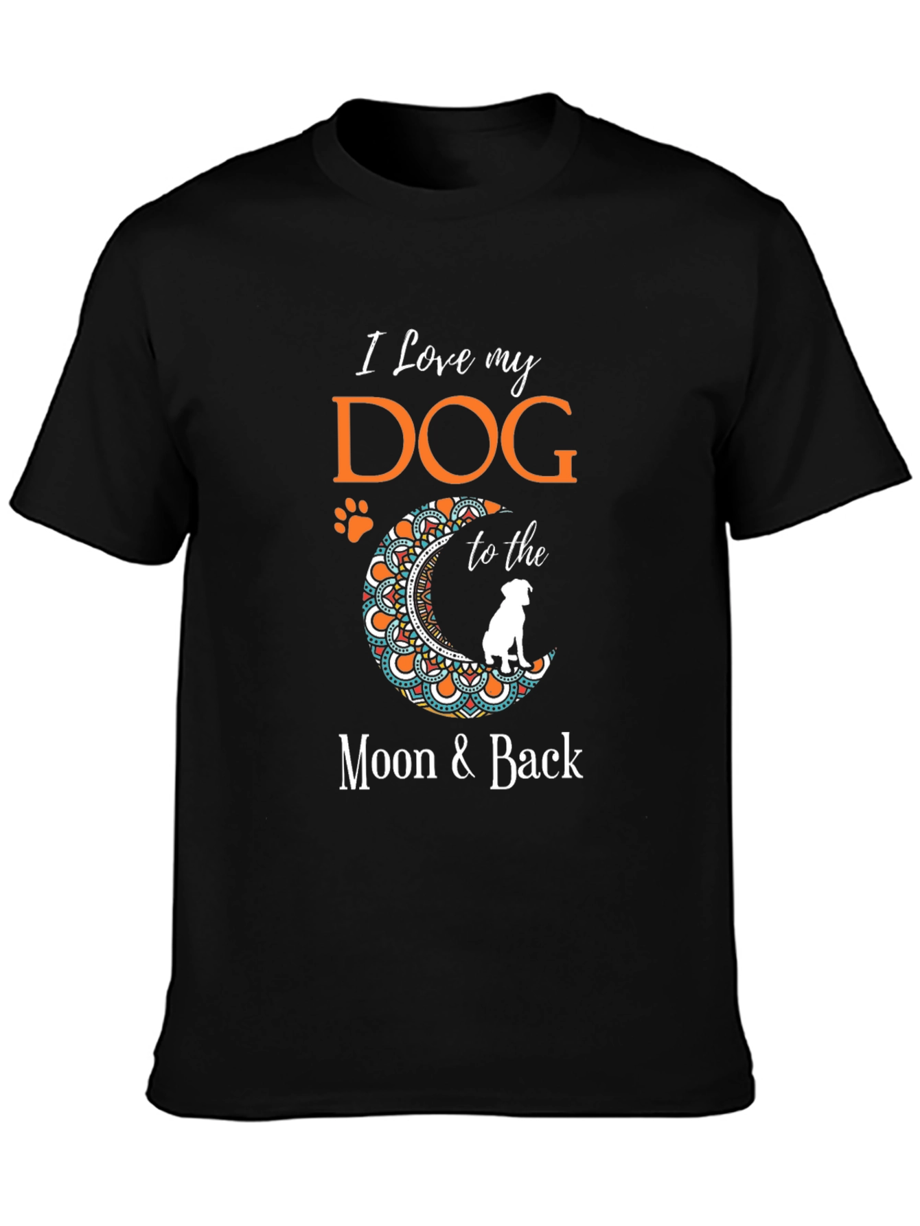 Camiseta Negra Amo a Mi Perro Hasta la Luna
