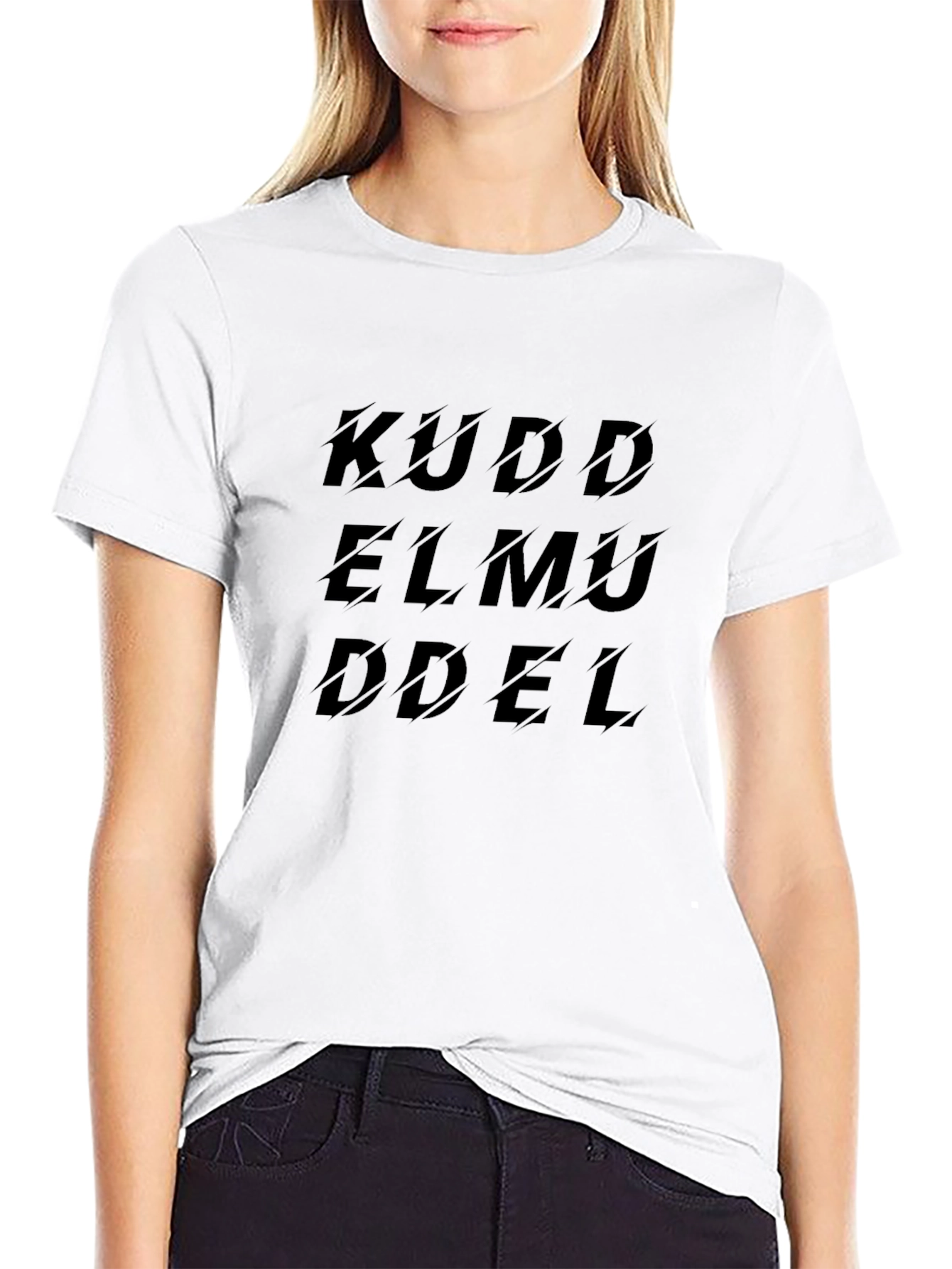 Camiseta Negra con Diseño Abstracto KUDD ELMU DDEL