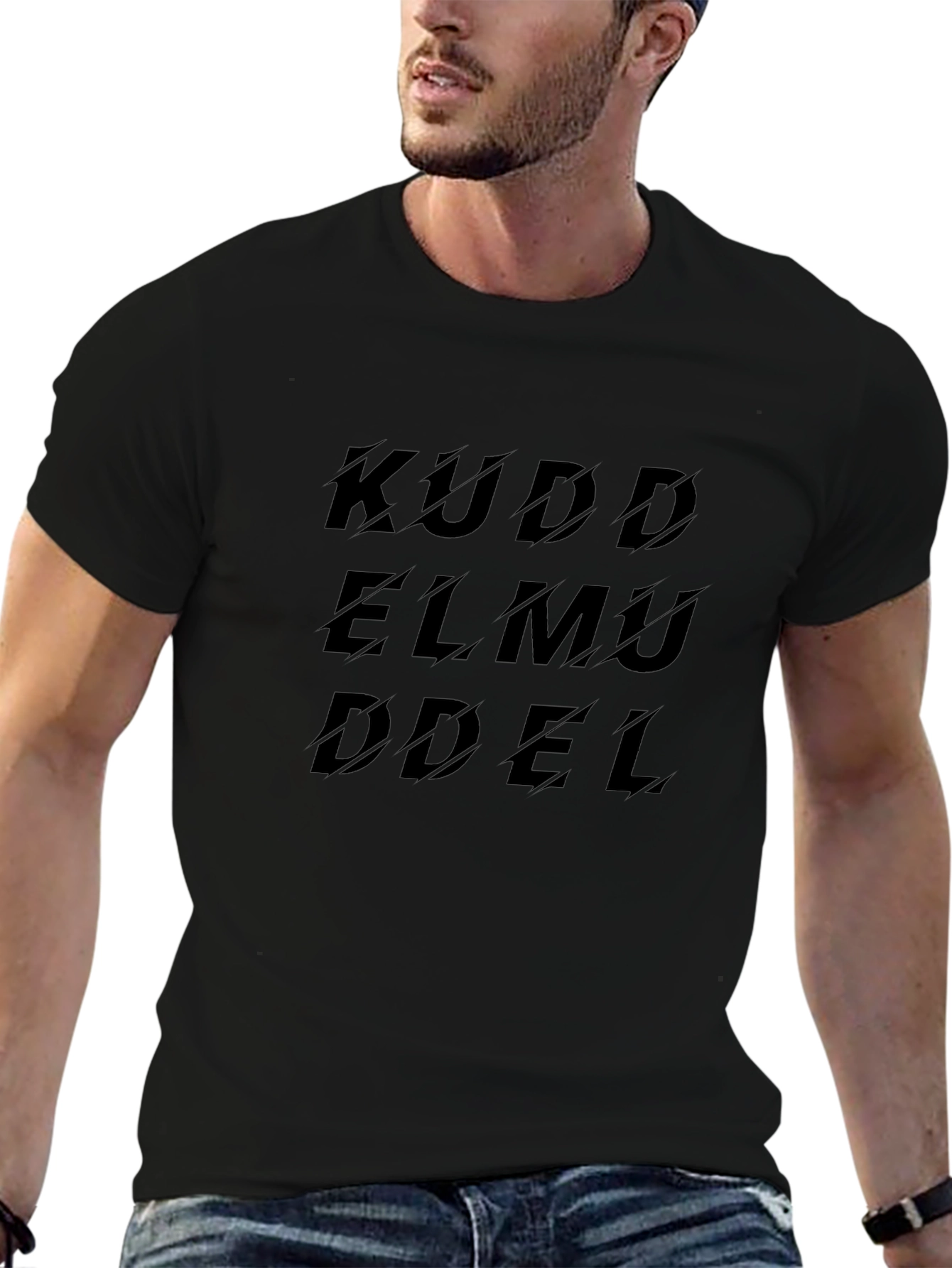 Camiseta Negra con Diseño Abstracto KUDD ELMU DDEL