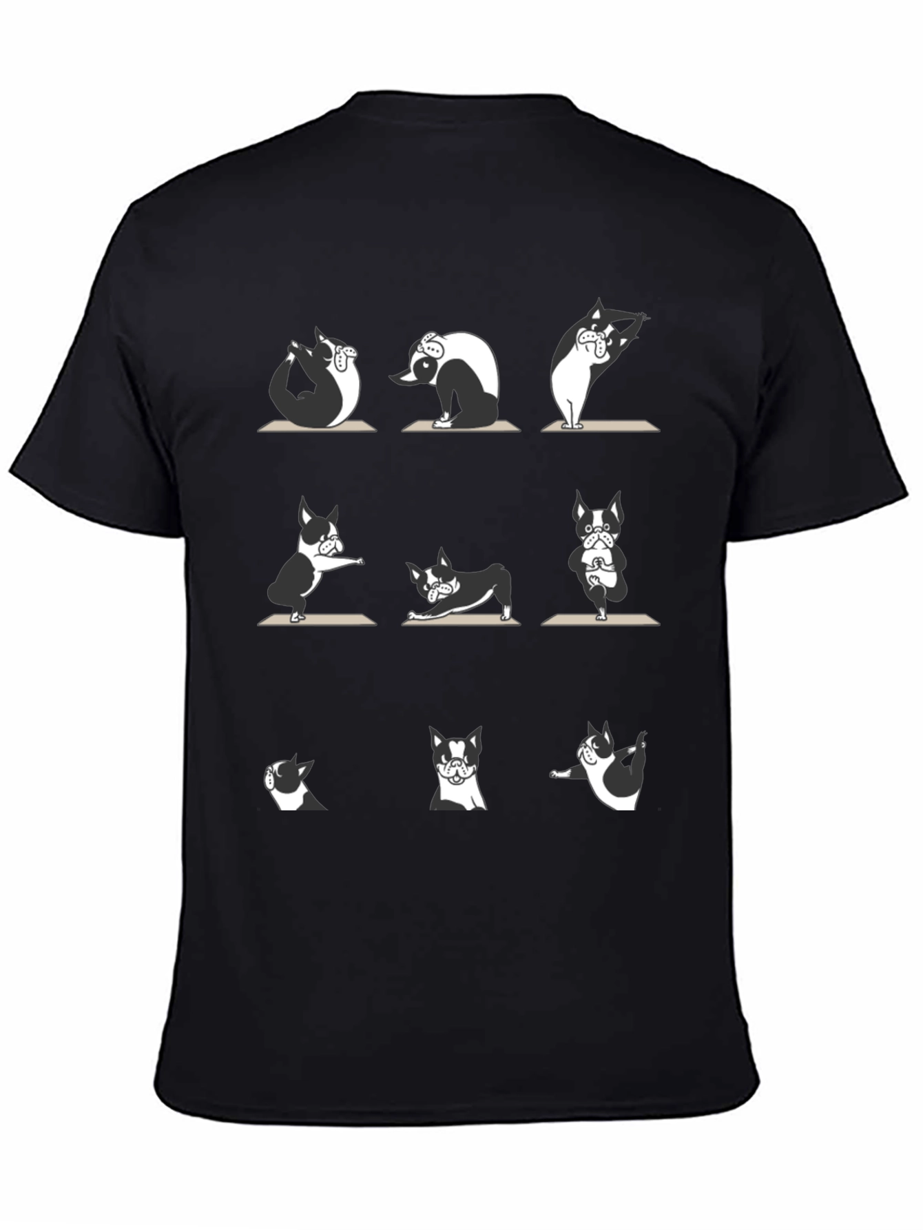 Camiseta Negra con Diseño de Perros Yoga