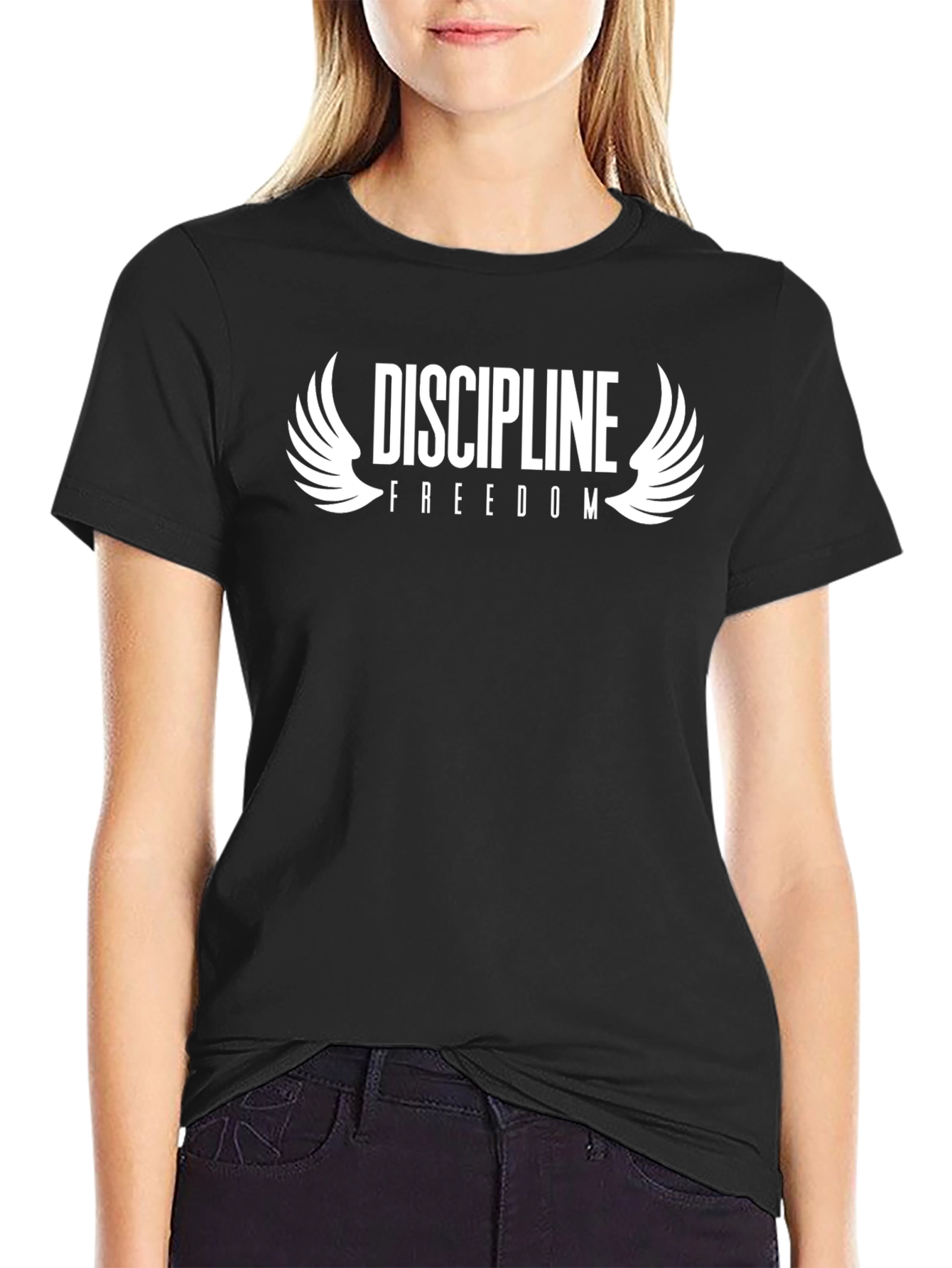 Camiseta Negra con Diseño Disciplina Libertad
