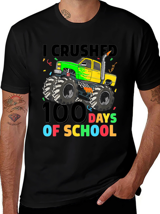 Camiseta 100 Días de Escuela con Diseño de Camioneta Monstruo