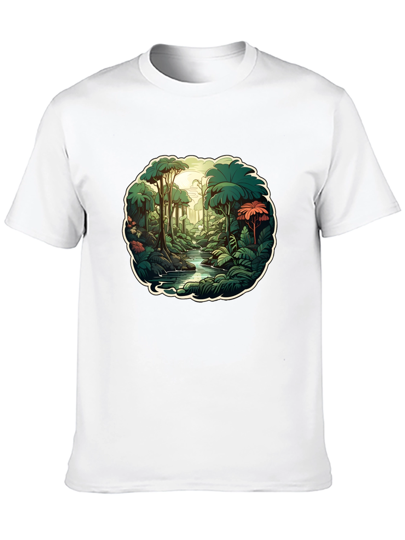 Camiseta Negra con Diseño de Jungla Tropical